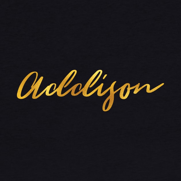 Addison Name Hand Lettering in Gold Letters by Pixel On Fire
